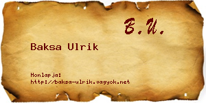 Baksa Ulrik névjegykártya